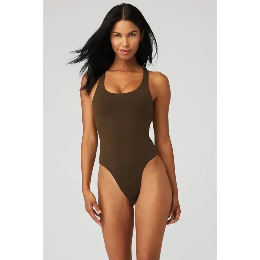 Alo Yoga Airbrush Hot Shot Bodysuit - Brown Size M